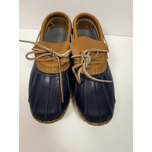 Bean Boots by LL Bean Women's 7 Navy Brown Leather Low Rubber Moc Toe Duck Snow - Picture 3 of 7